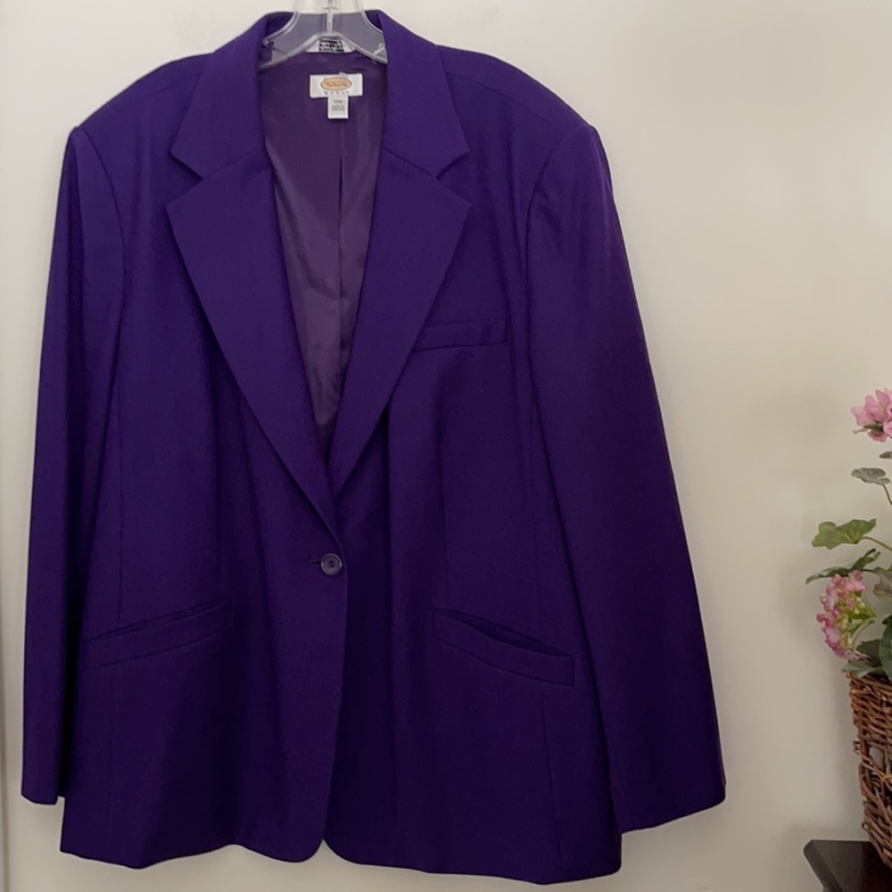 Vintage Talbots Classic Purple Wool Blazer Structured Career Jacket Size 22W